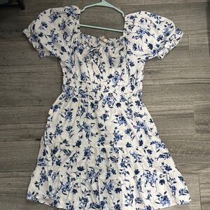 Blush Blue and White Floral High Low Dress